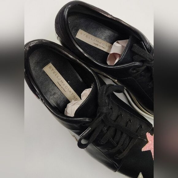 Stella McCartney Leather Elyse Star Platform Trainers Sneakers Sz 38 - Picture 14 of 16
